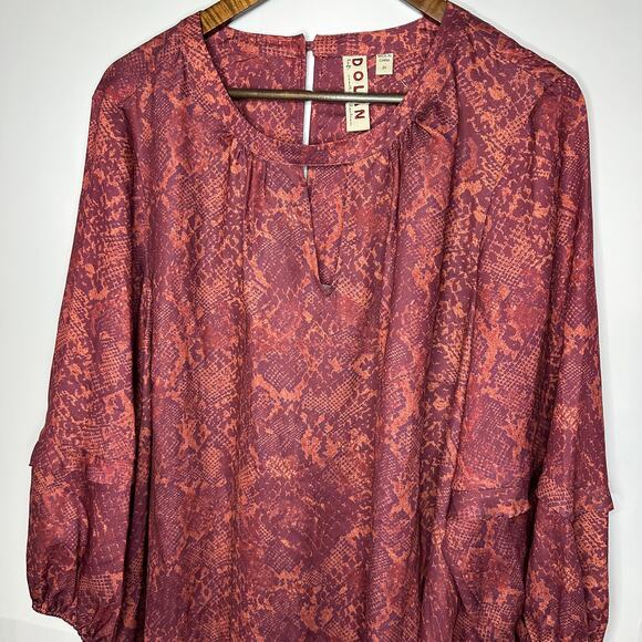 Dolan NWOT Maroon Red Blouse Women's Plus Size 2x Peasant Prairie Boho Fall - Picture 2 of 6